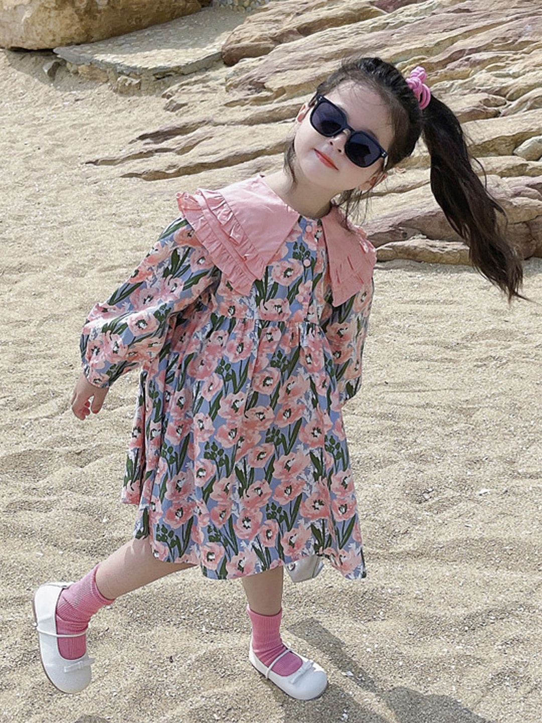 

LULU & SKY Floral Print A-Line Dress, Pink