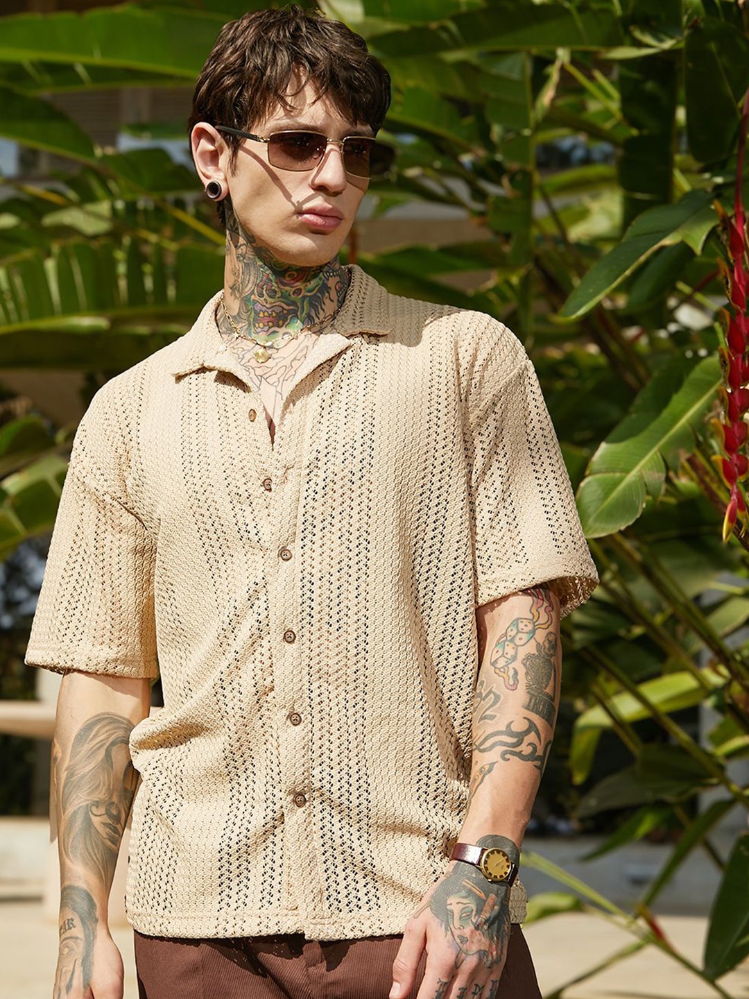

Campus Sutra Men Classic Opaque Casual Shirt, Beige