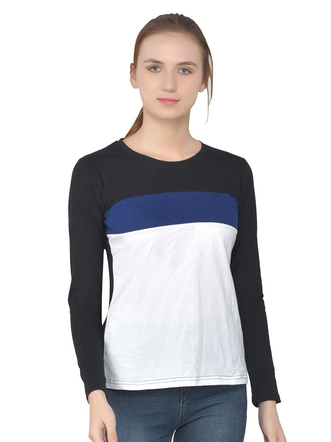 

BEYOU FASHION Women Colourblocked Slim Fit T-shirt, White