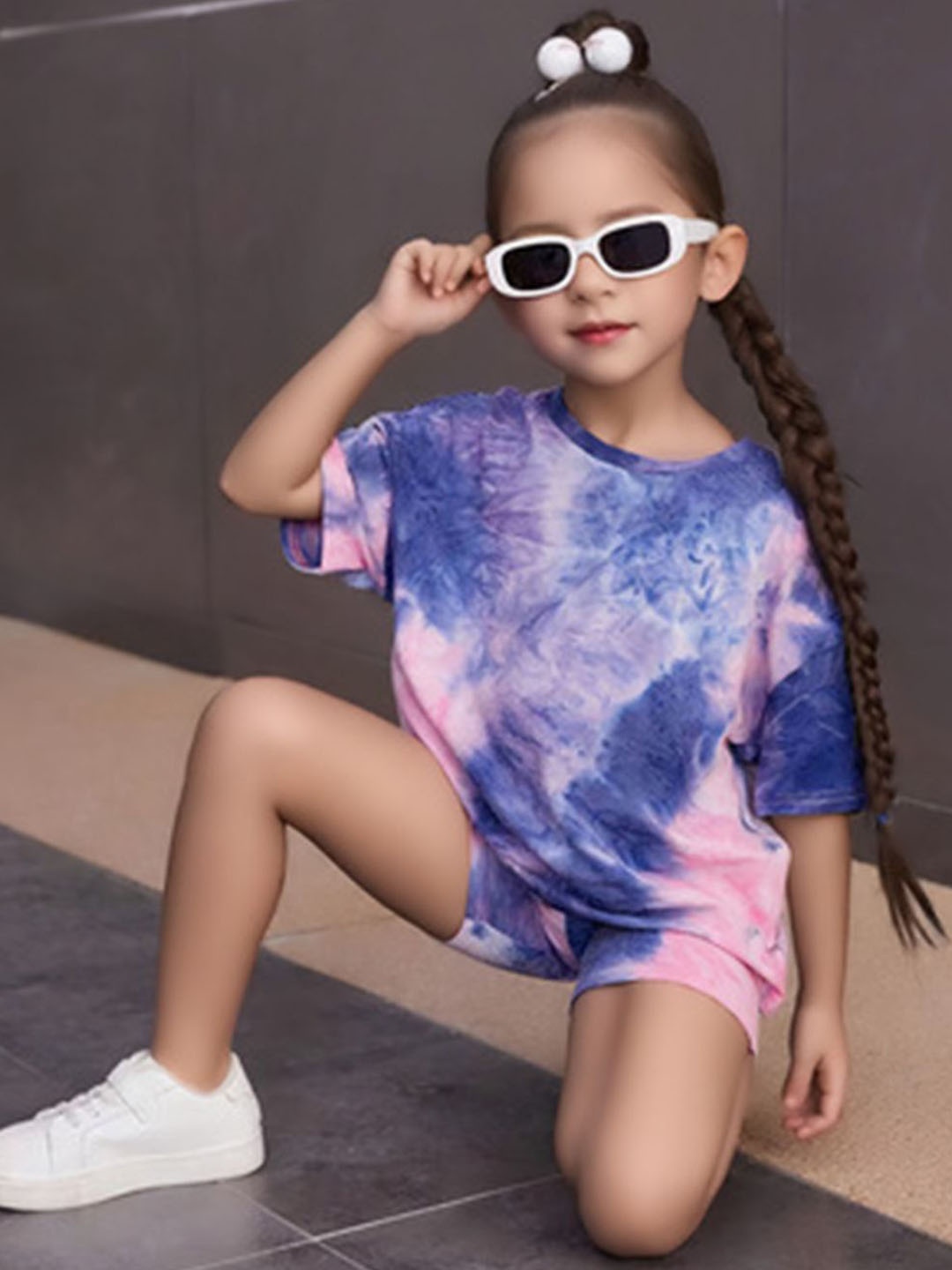 

YK Girls Dyed T-shirt with Shorts, Blue