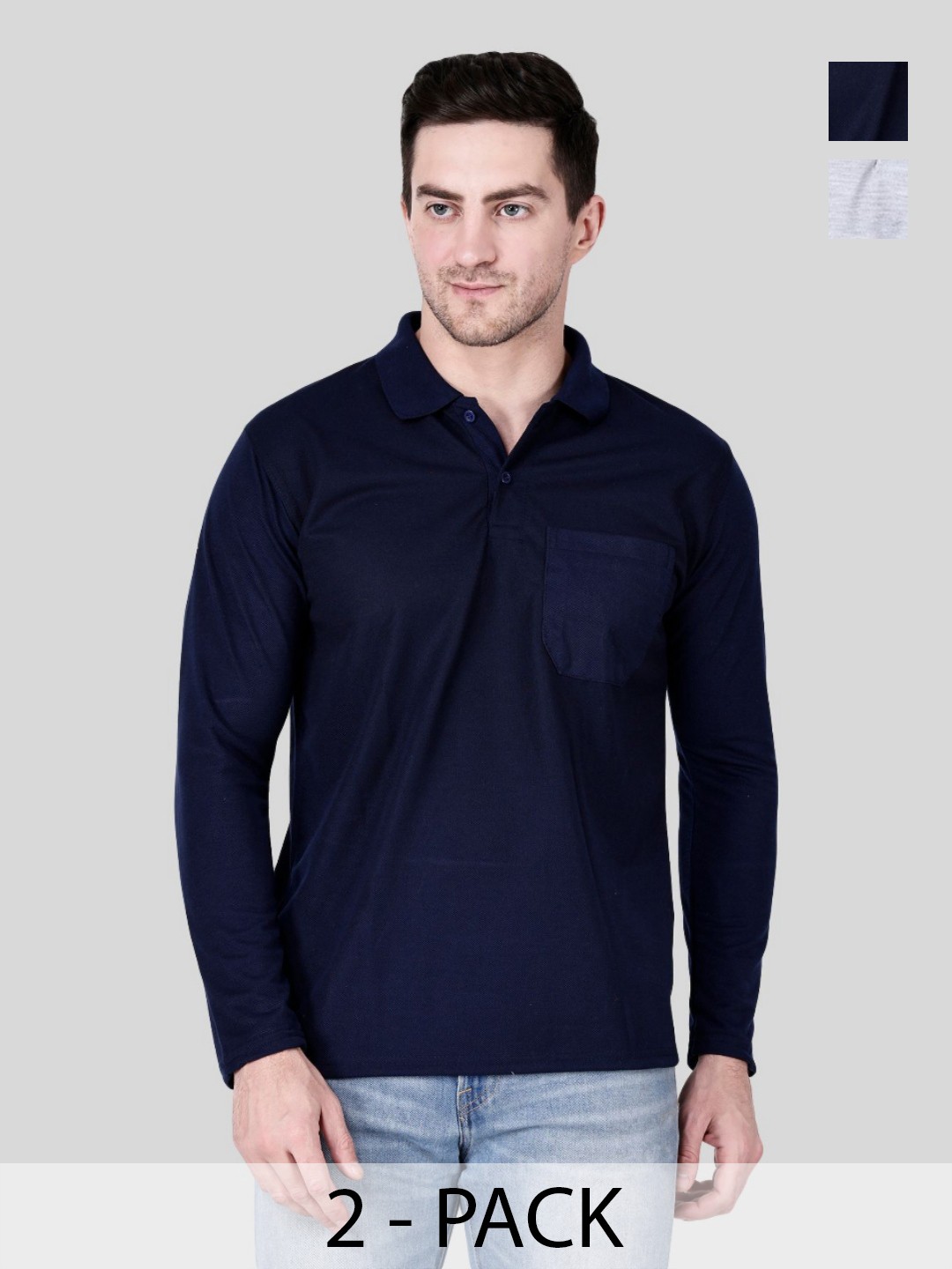 

SAIKSA FASHION Men 2 Polo Collar Pockets T-shirt, Multi