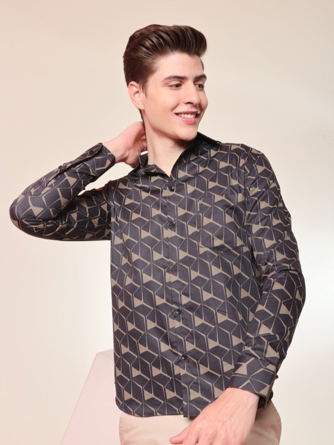 

Style Matters Men Standard Opaque Semiformal Shirt, Brown