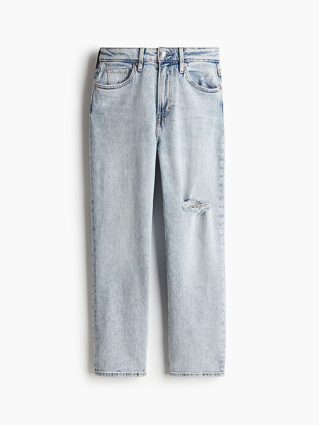 

H&M Curvy Fit Slim Straight High Ankle Jeans, Blue
