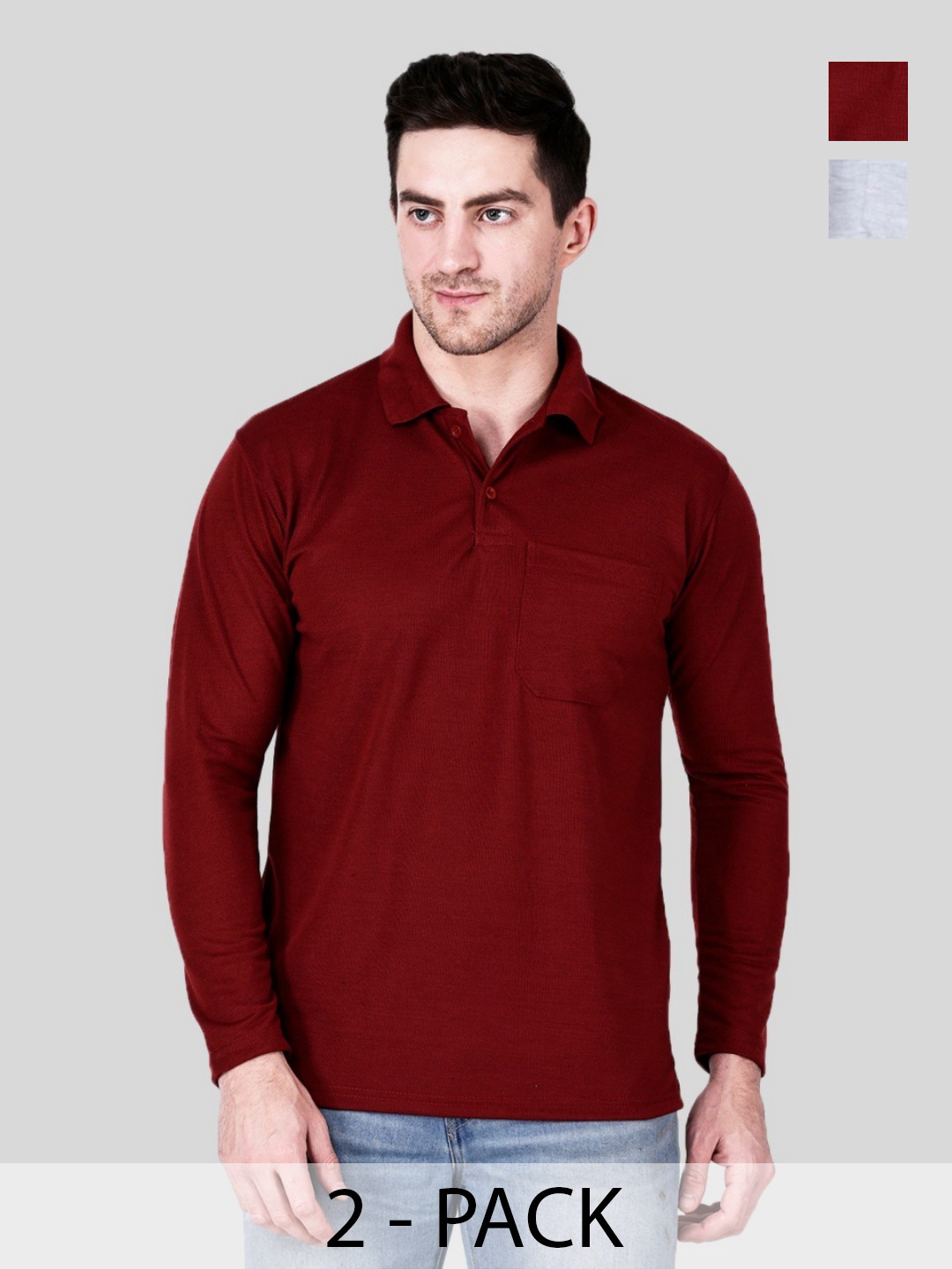 

SAIKSA FASHION Men 2 Polo Collar Applique T-shirt, Multi