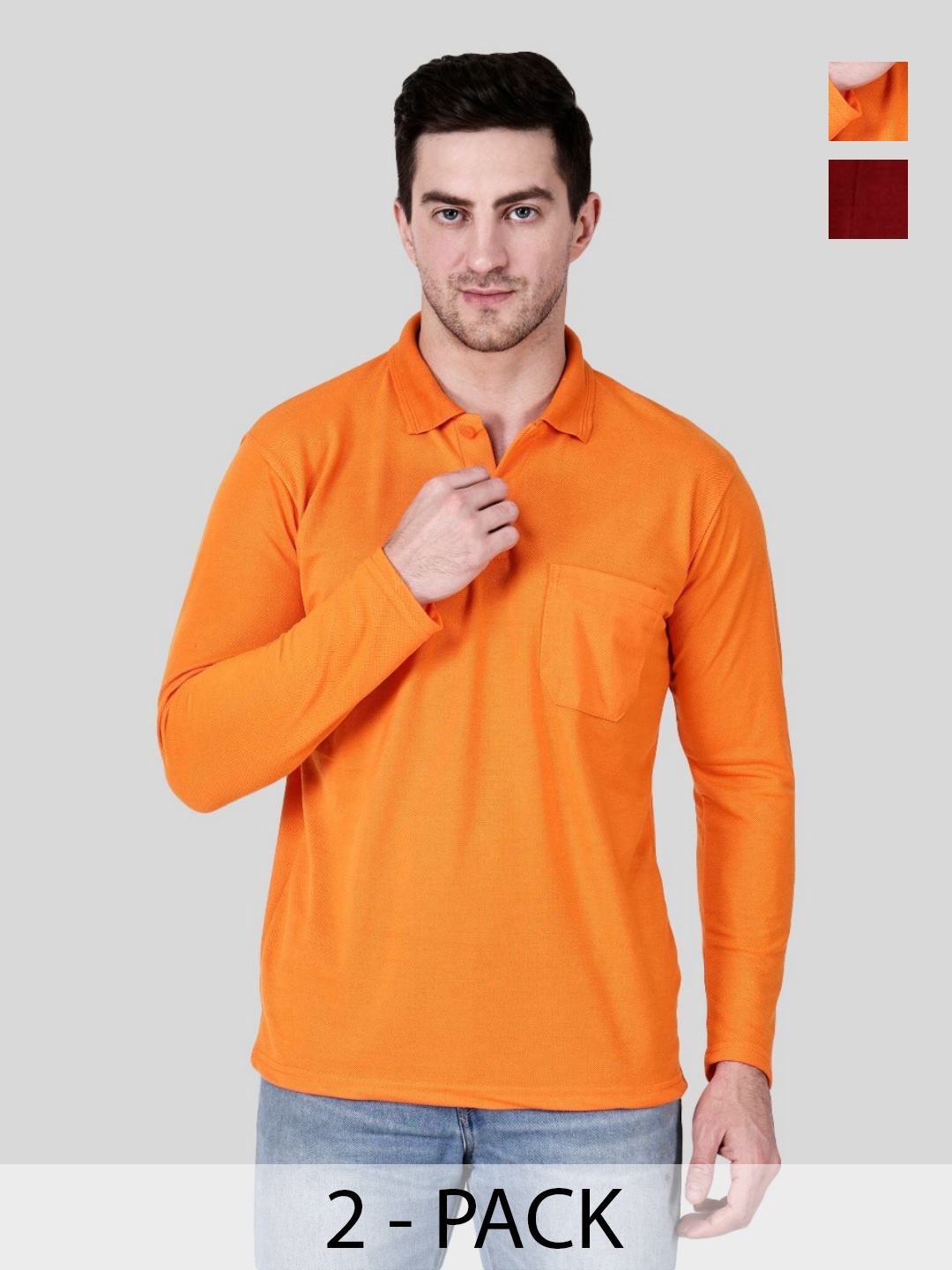 

SAIKSA FASHION Men 2 Polo Collar Pockets T-shirt, Multi