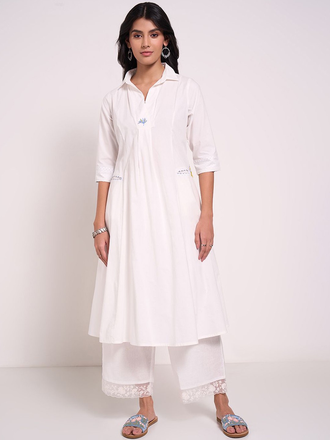 

RANGMANCH BY PANTALOONS Women Kurta, Cream