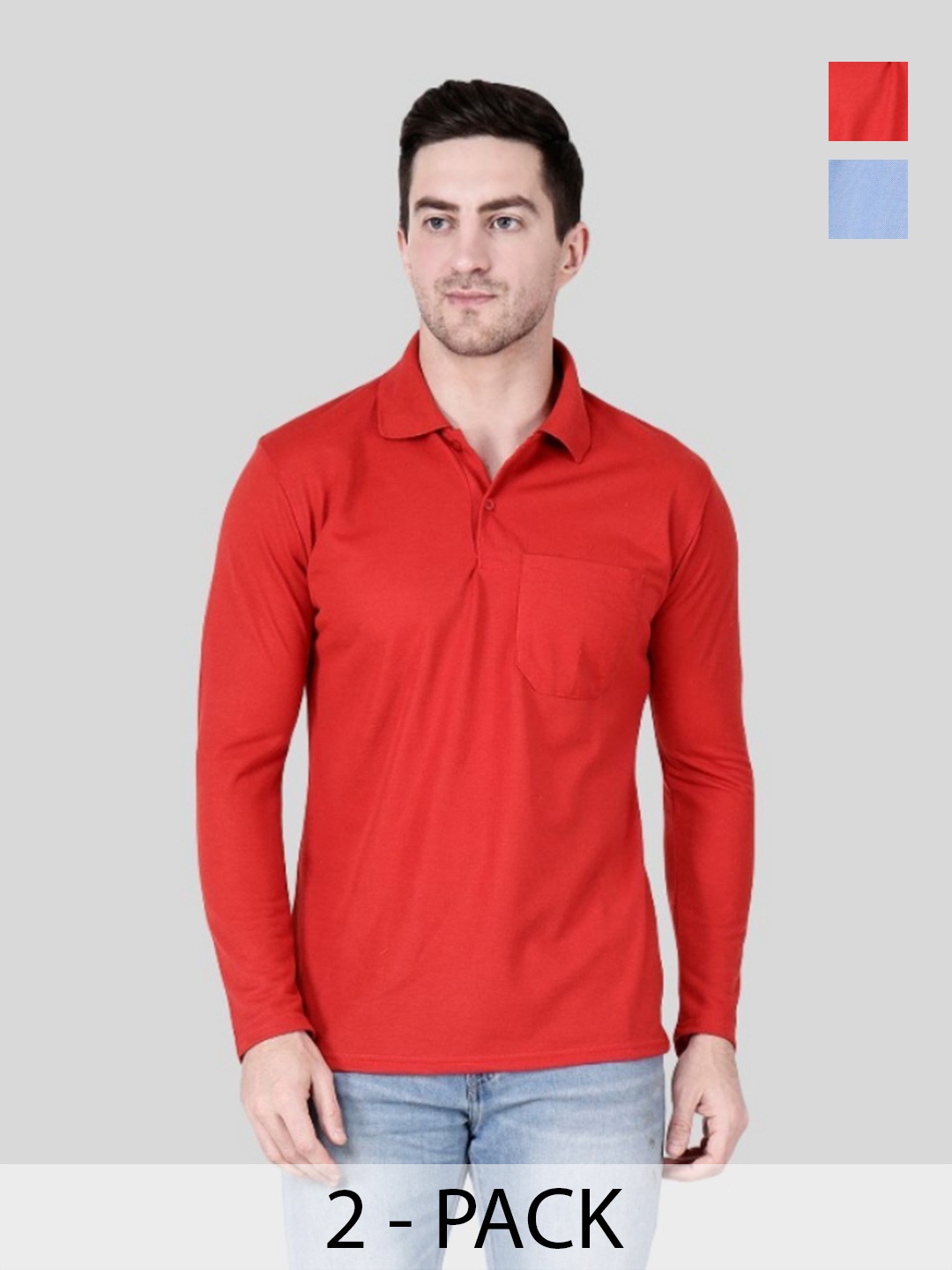 

SAIKSA FASHION Men 2 Polo Collar Applique T-shirt, Multi