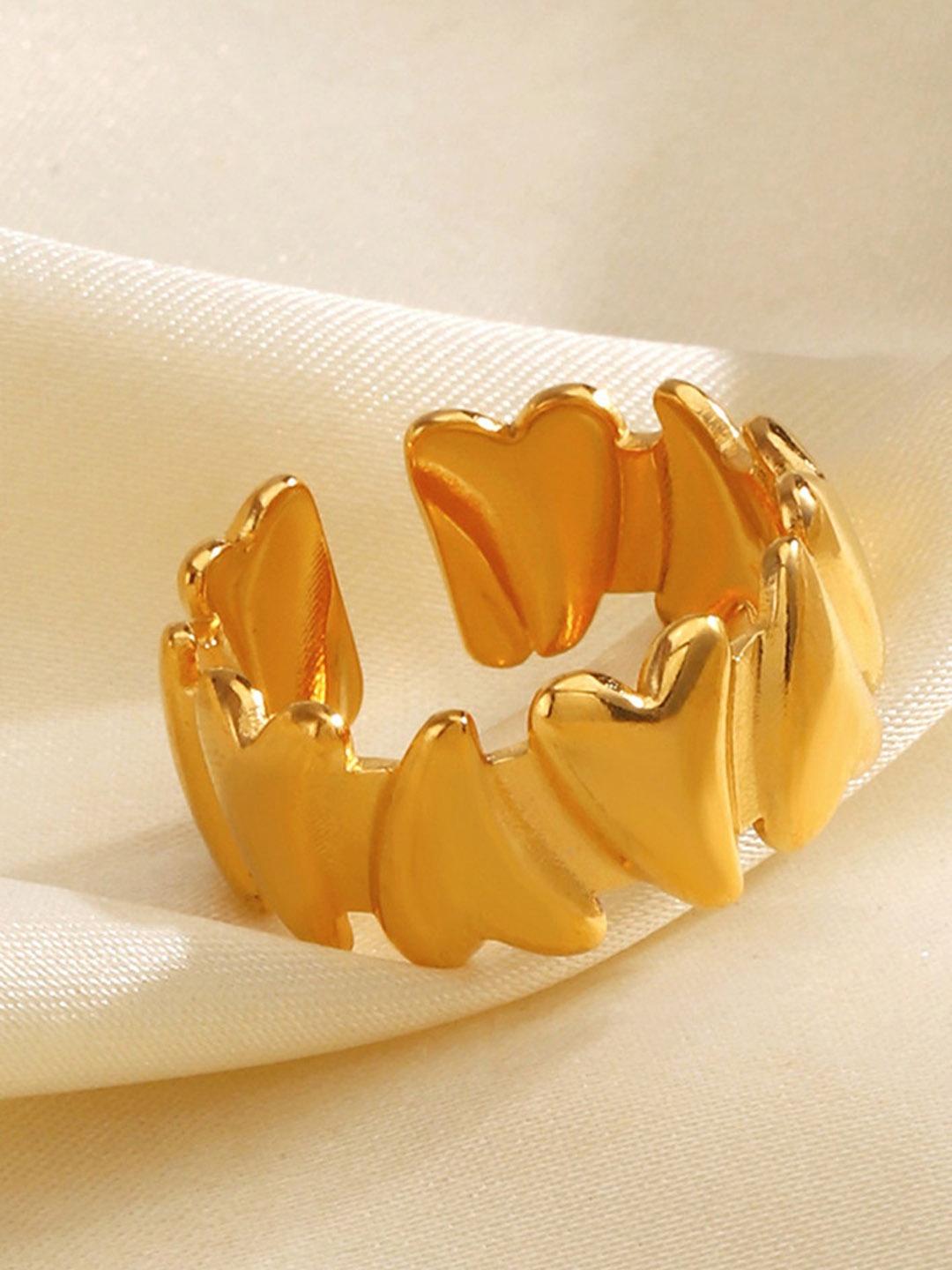 

LULU & SKY Stainless Steel Adjustable Finger Ring, Gold