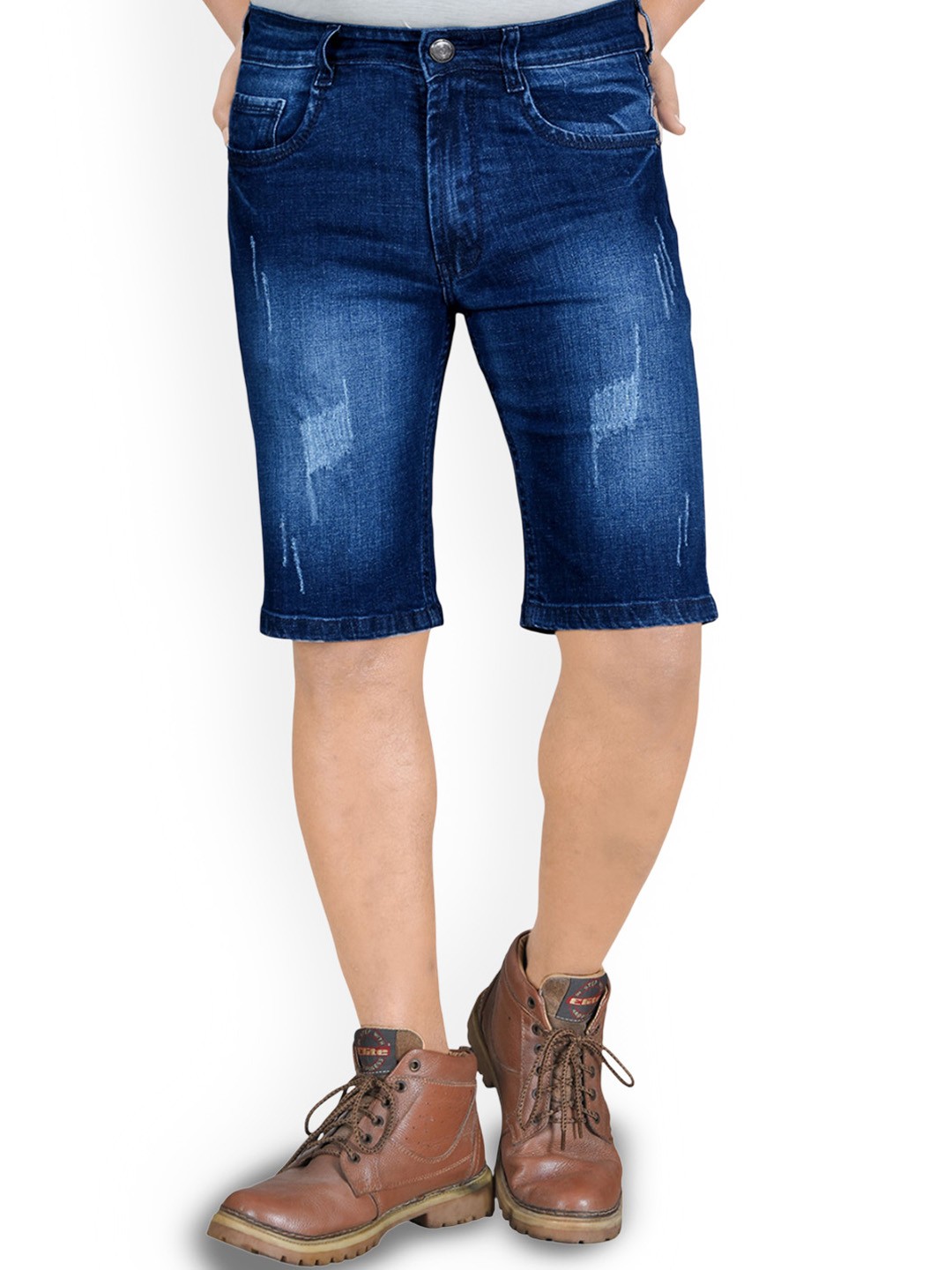 

Plounge Men Washed Slim Fit Denim Shorts, Blue