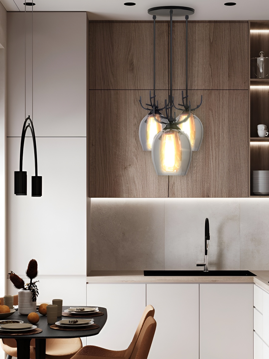 

GAUVIK Black Glass Ceiling Lamp