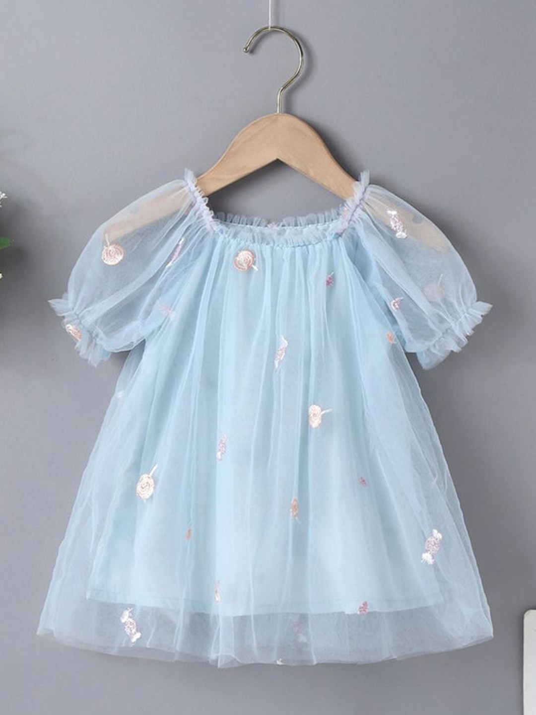

LULU & SKY Flutter Sleeve A-Line Dress, Blue