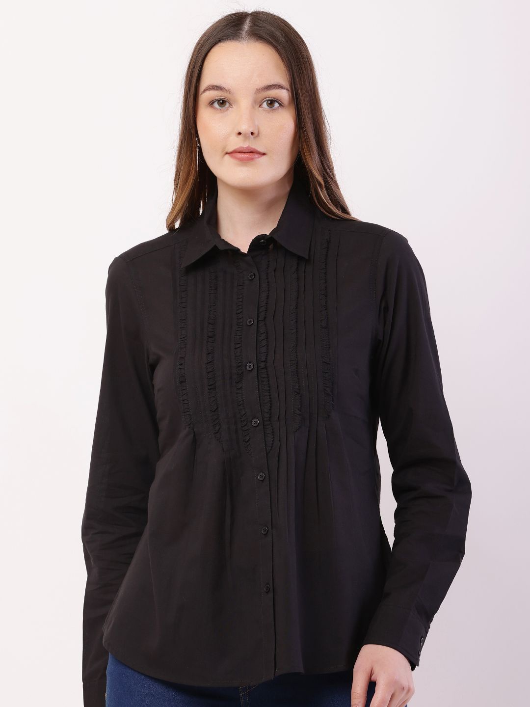 

HERE&NOW Women Comfort Opaque Casual Shirt, Black