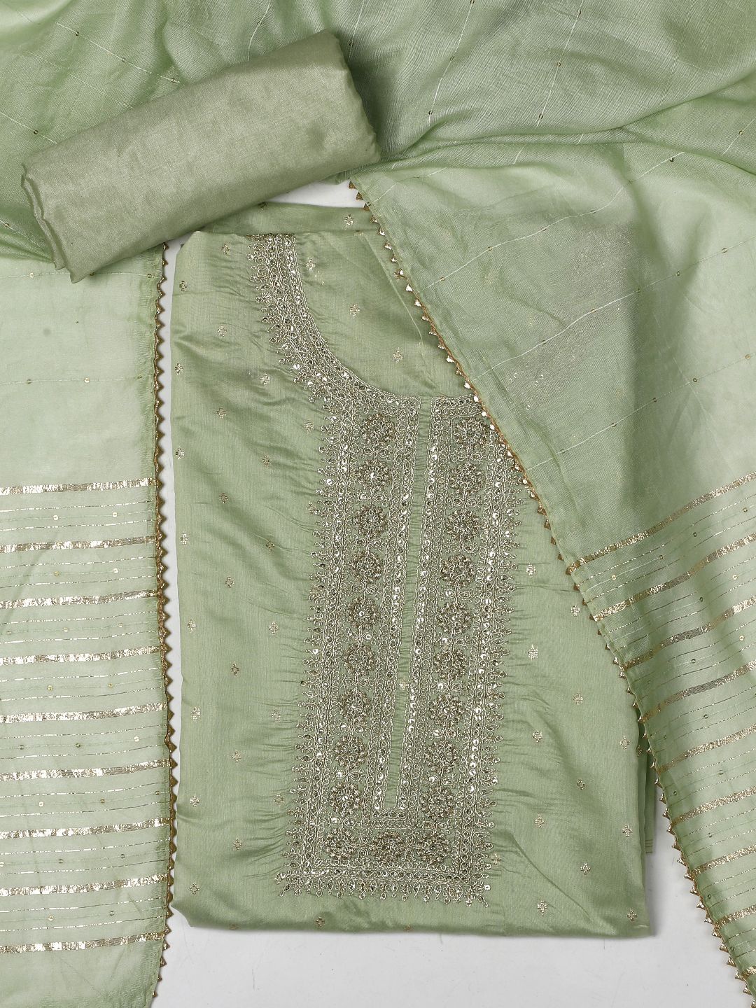 

SALWAR STUDIO Embroidered Unstitched Dress Material, Green