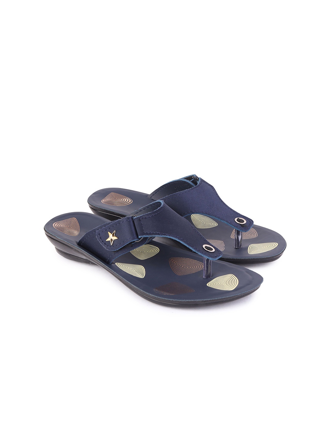

PENNEN Women Printed T-Strap Flats, Blue