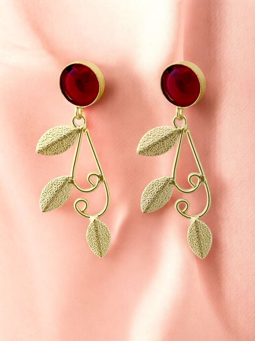 

TISHUL JEWELS Classic Drop Earrings, Maroon