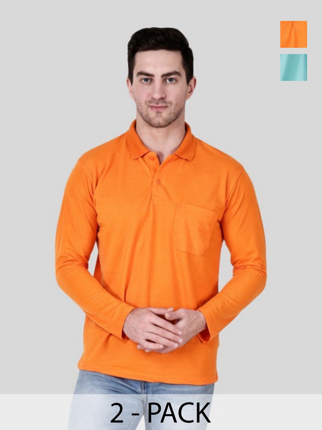

SAIKSA FASHION Men 2 Polo Collar Pockets T-shirt, Multi