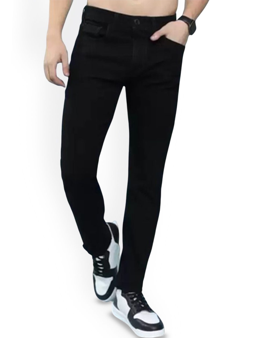 

COMFITS Men Classic Slash Knee Stretchable Jeans, Black