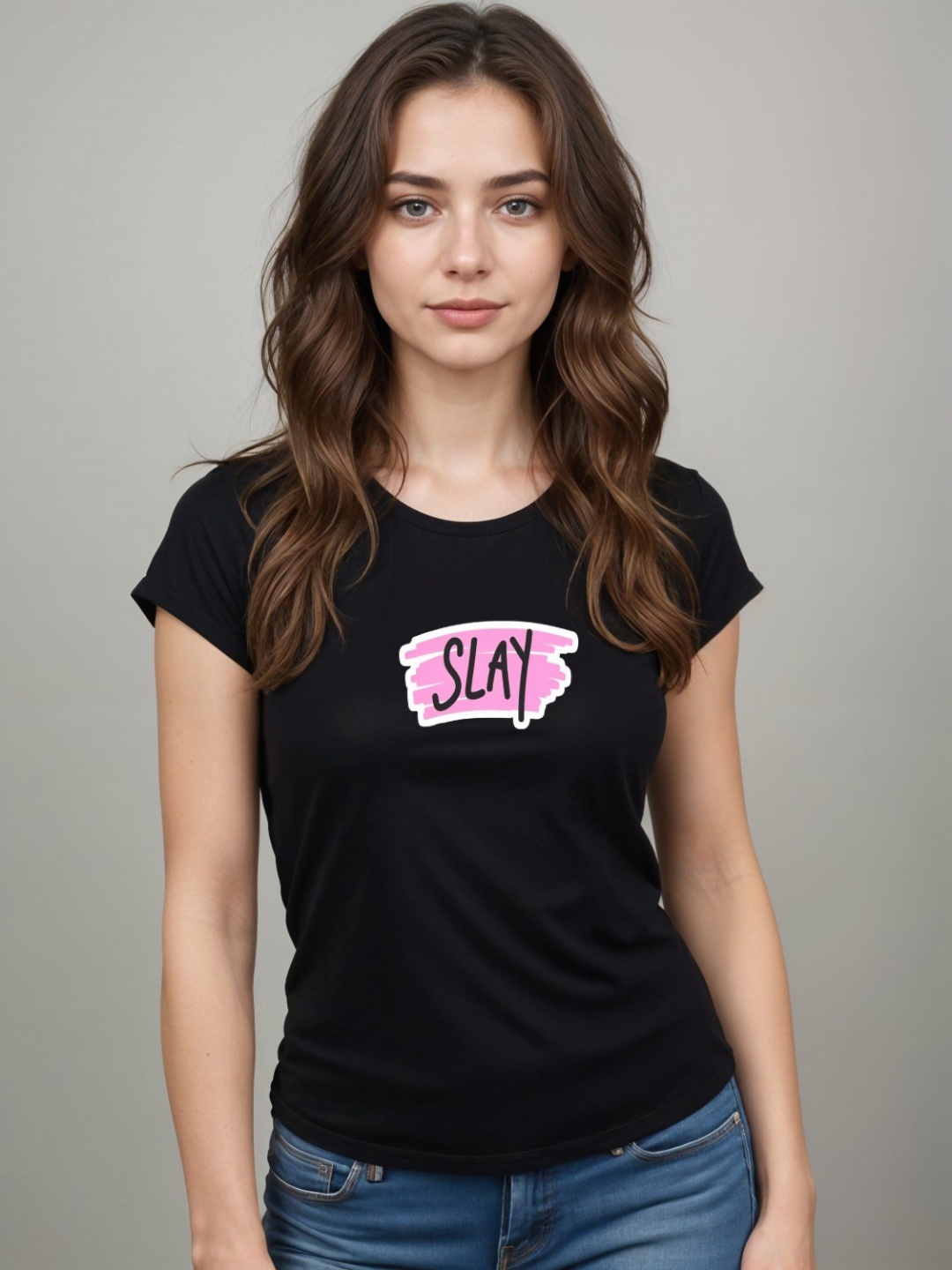 

DressBerry Women Typography Printed Extended Sleeves Pockets T-shirt, Black
