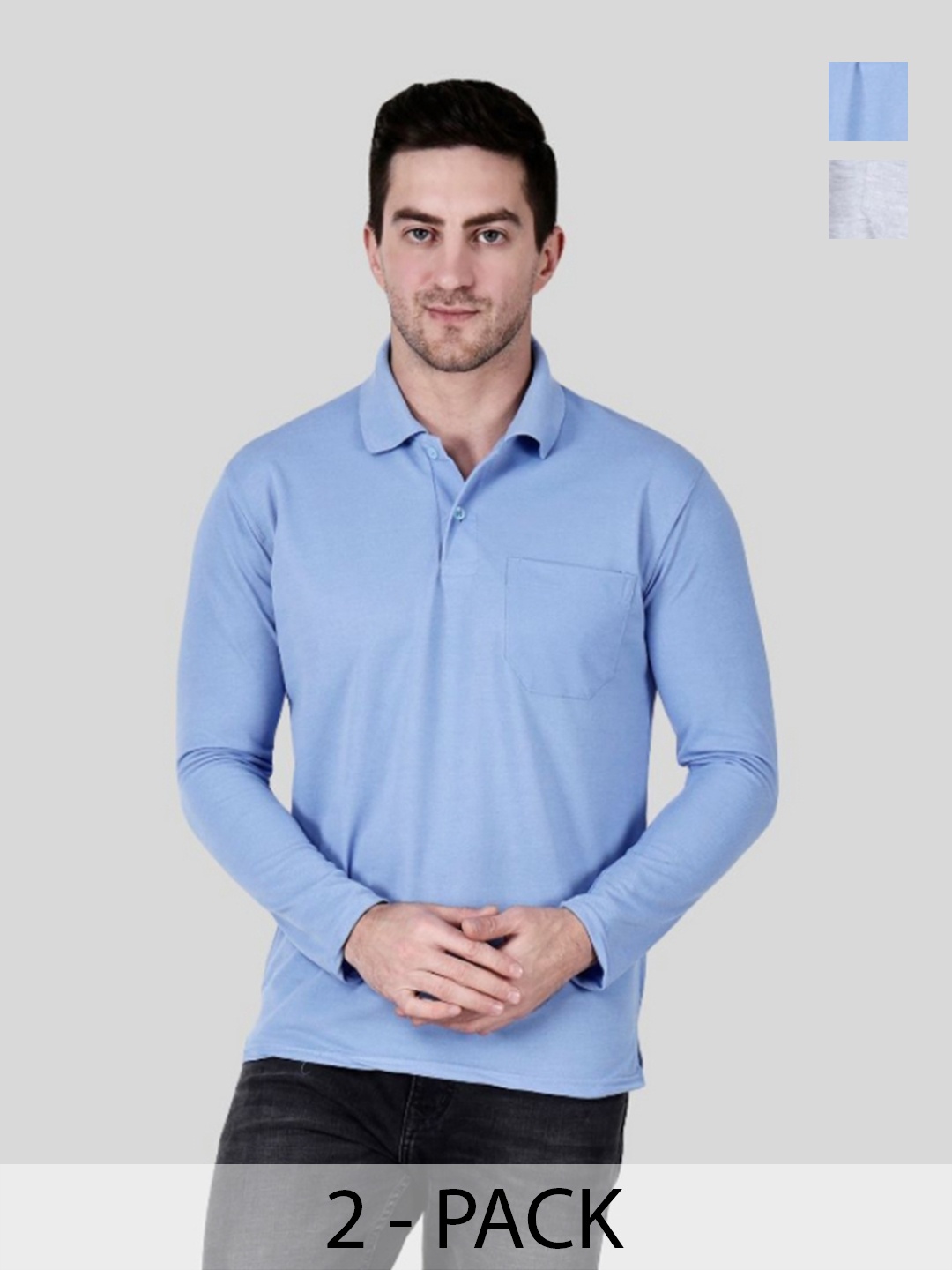 

SAIKSA FASHION Men 2 Polo Collar Applique T-shirt, Multi