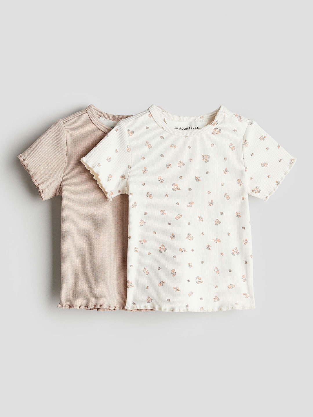 

H&M 2-Pack Ribbed Cotton Tops, Beige