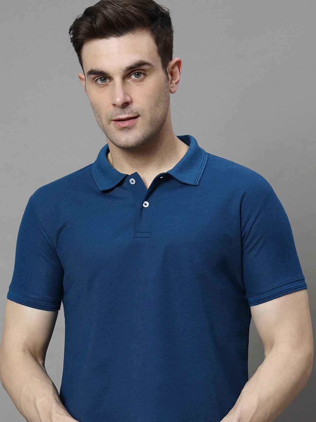 

SZN Men Polo Collar Pockets T-shirt, Navy blue