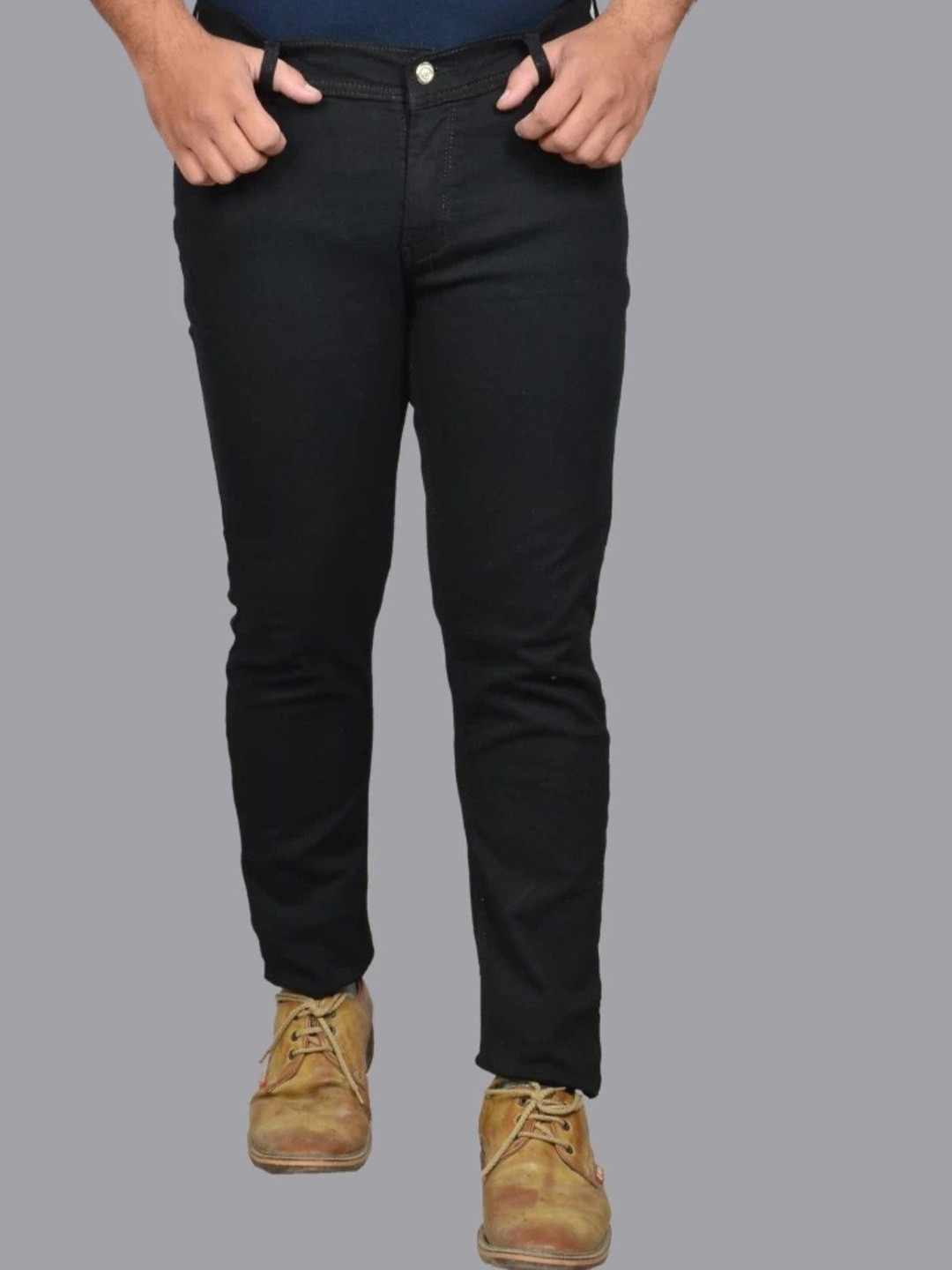 

COMFITS Men Classic Slash Knee Stretchable Jeans, Black