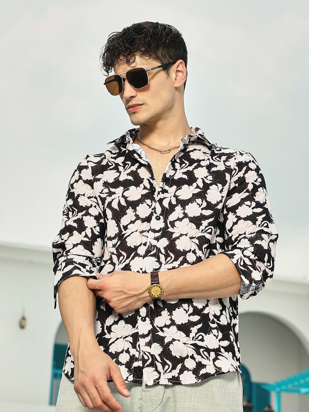 Campus Sutra Men Classic Opaque Printed Casual Shirt, Multi