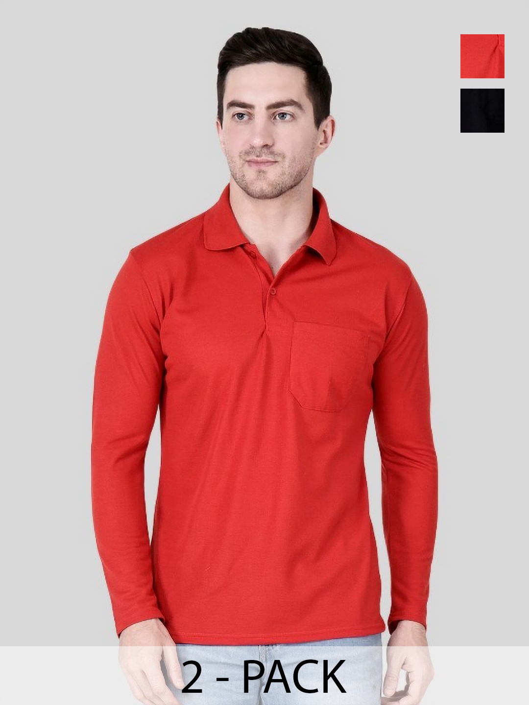 

SAIKSA FASHION Men 2 Polo Collar Pockets T-shirt, Multi