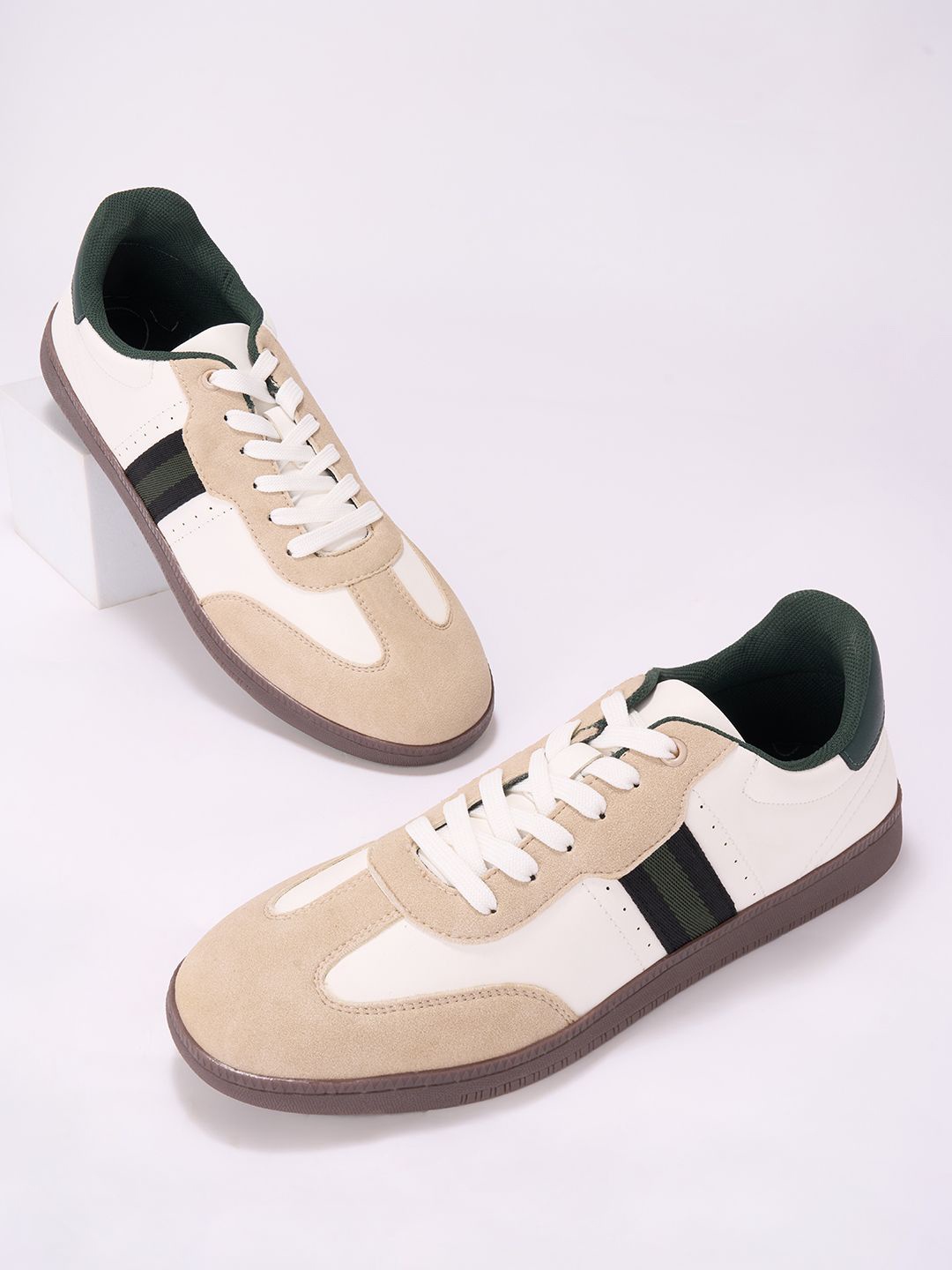 

Ajile by Pantaloons Men Textured PU Sneakers, Beige