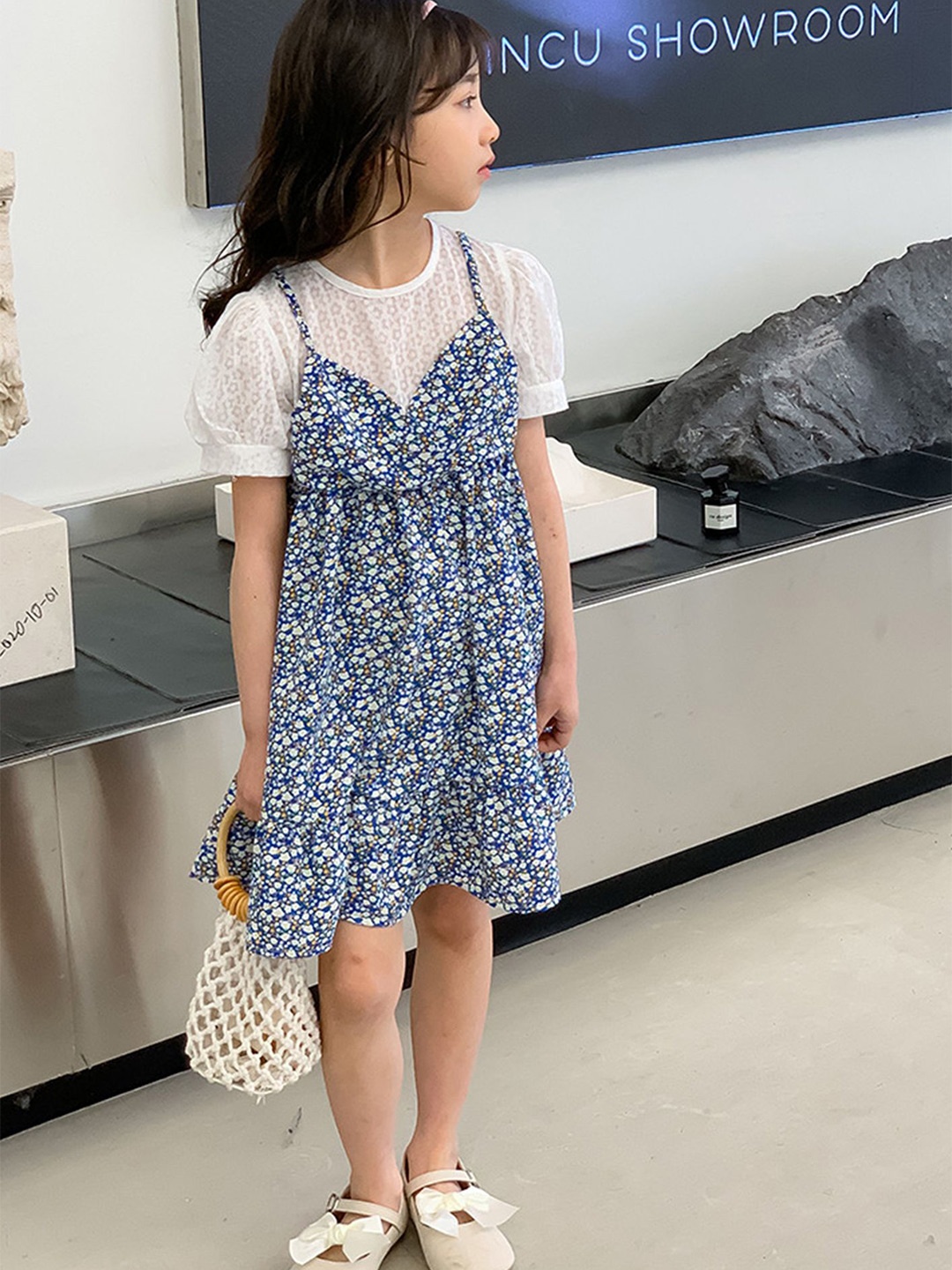 

LULU & SKY Floral Print A-Line Dress, Blue