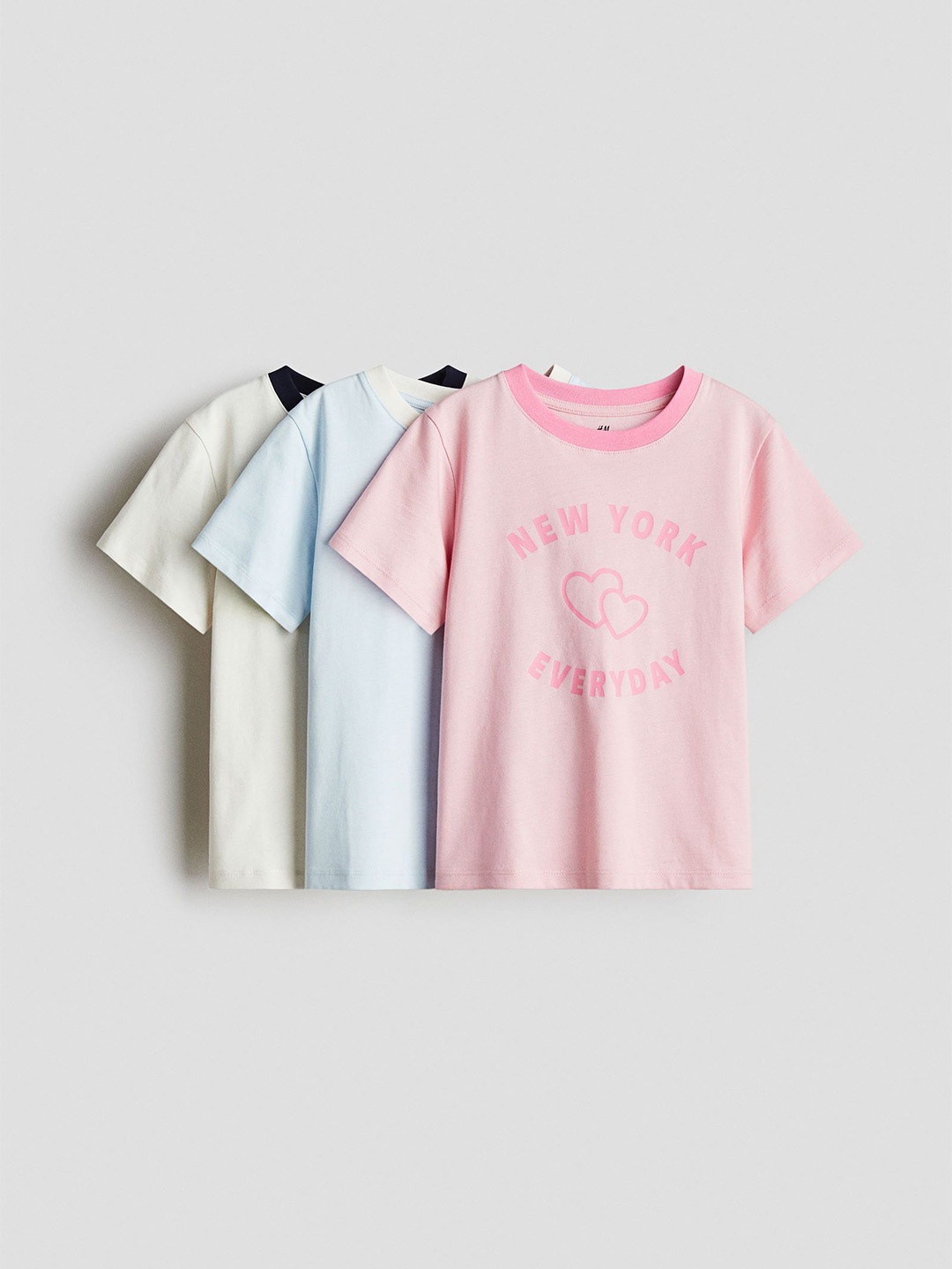 

H&M 3-Pack Printed Jersey Tops, Pink