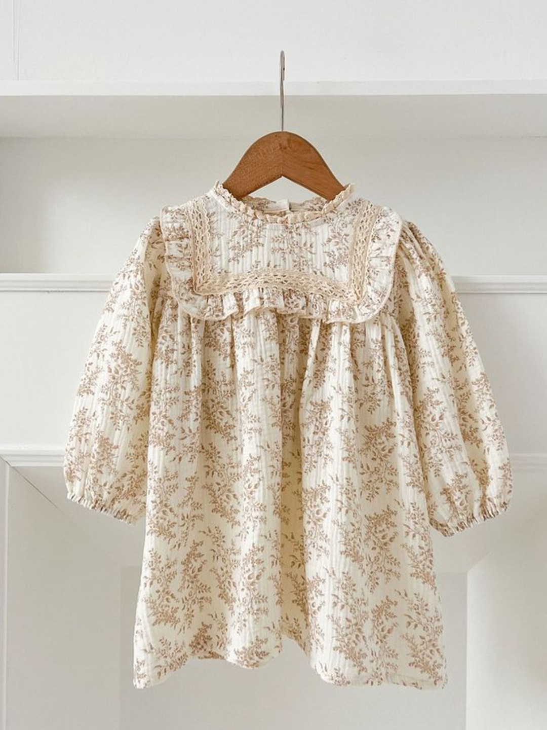 

LULU & SKY Puff Sleeve A-Line Dress, Beige