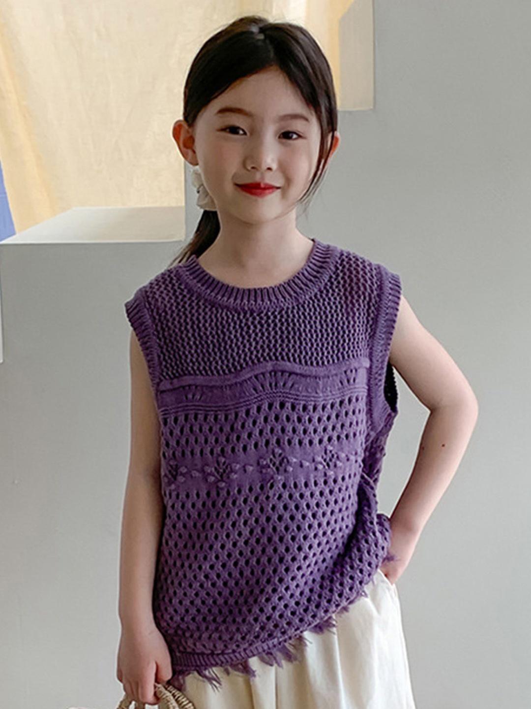 

LULU & SKY Polka Dot Cotton Top, Purple