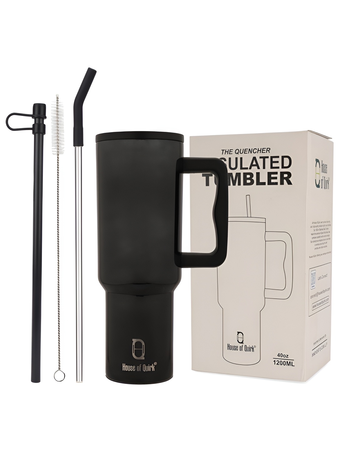 

HOUSE OF QUIRK Black Single Stainless Steel Solid Double Wall Vacuum Water Bottle