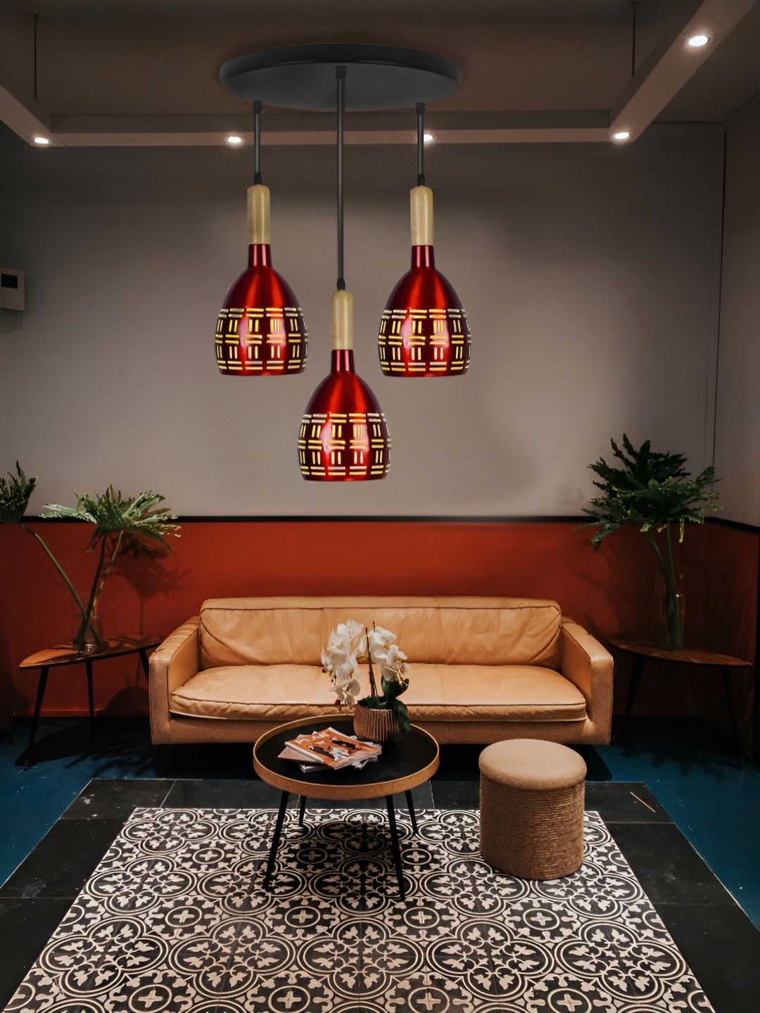 

GAUVIK Maroon Textured Aluminium Ceiling Lamp