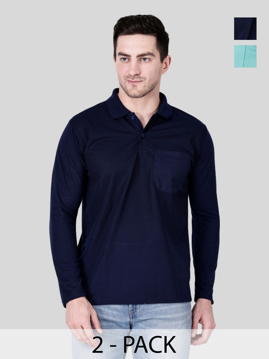 

SAIKSA FASHION Men 2 Polo Collar Pockets T-shirt, Multi