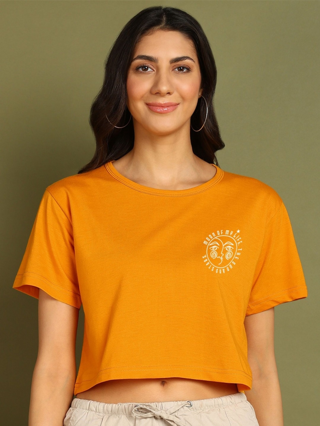 

Moda Rapido Women Printed Drop-Shoulder Sleeves Bio Finish Pockets T-shirt, Mustard