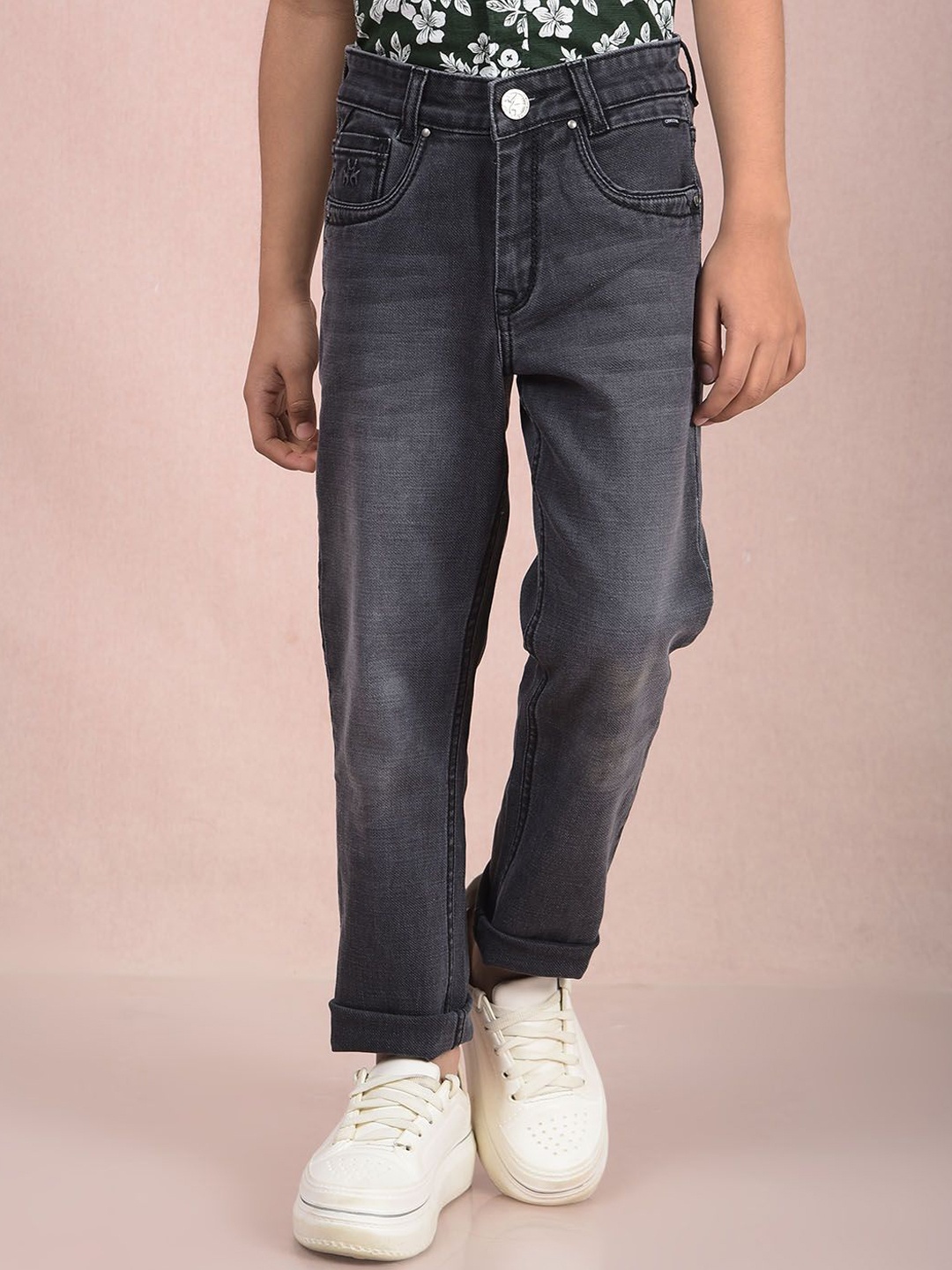 

Crimsoune Club Boys Slim Fit Heavy Fade Stretchable Jeans, Blue