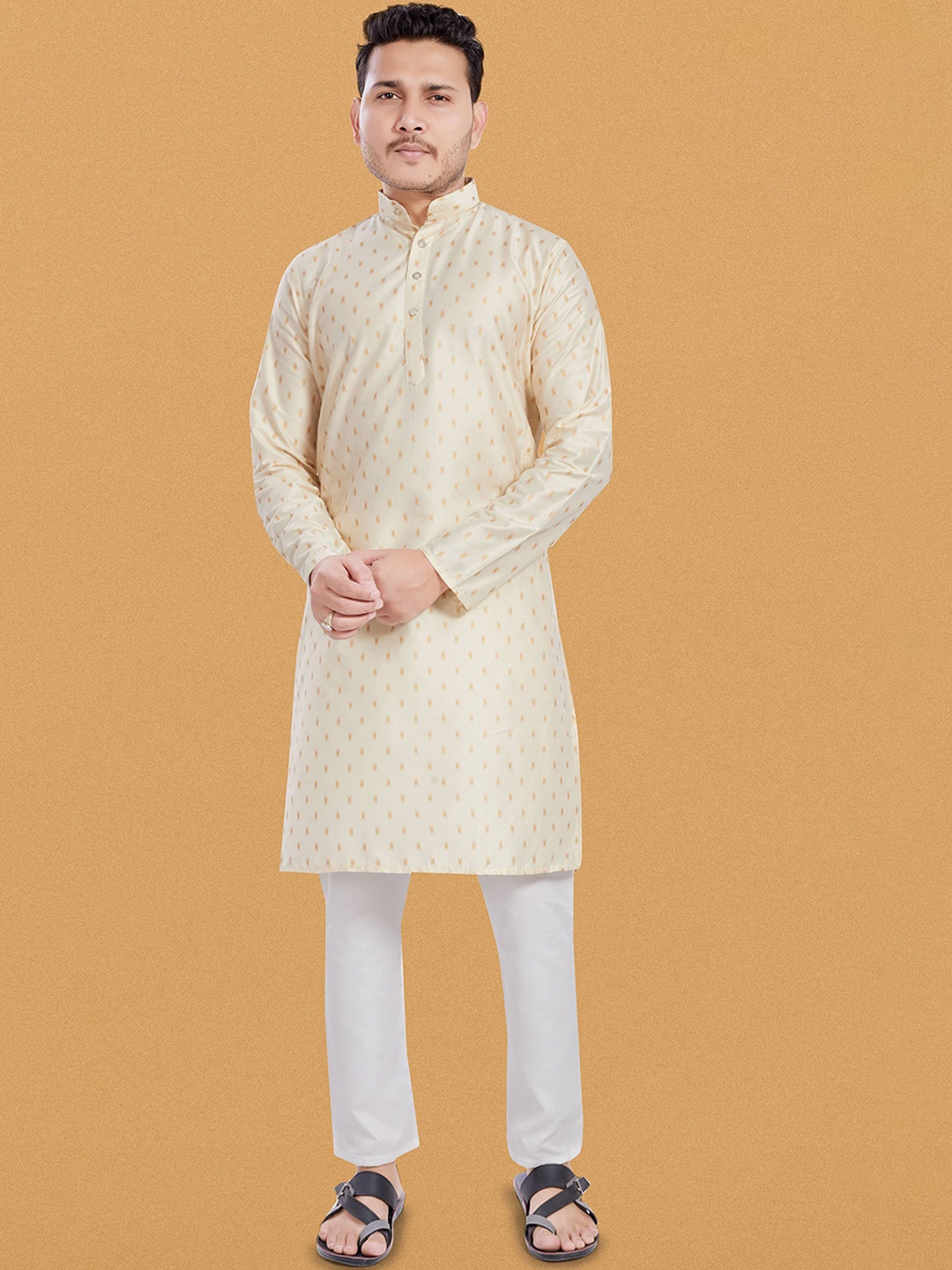 

DIVISIVE Men Geometric Printed Kurta, Off white
