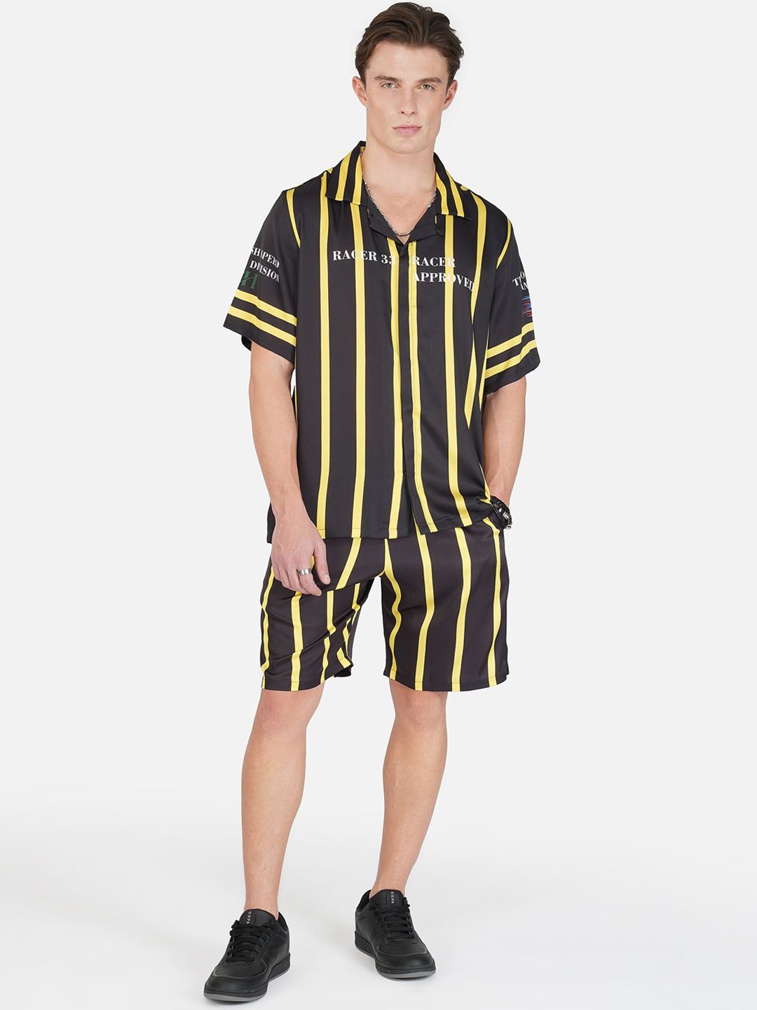 

CLUBHAVANA Men Striped High-Rise Running with Technology Shorts, Black