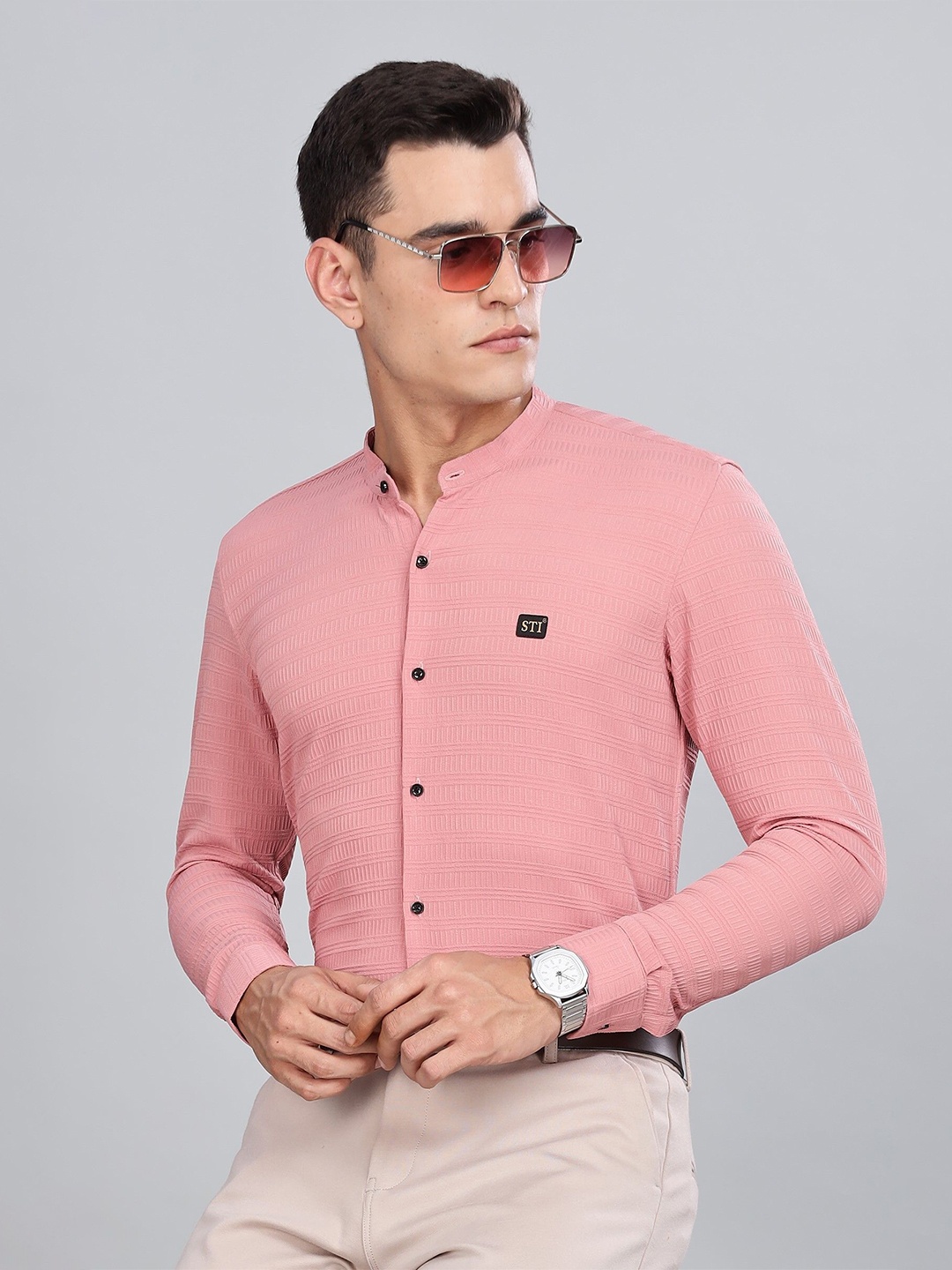 

FABRIPPLE Men Classic Opaque Casual Shirt, Pink