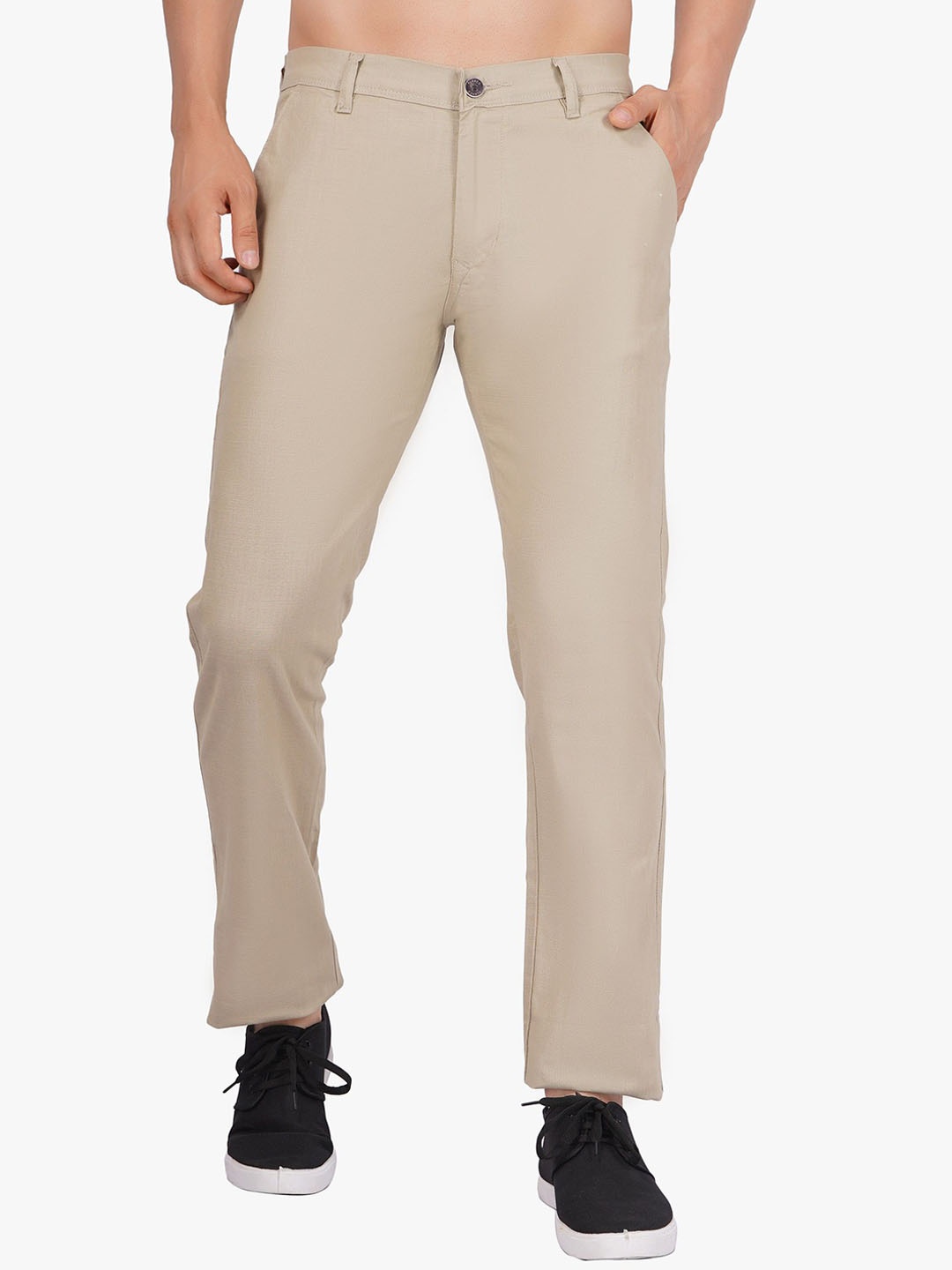 

PENTHOUSES 4446 Men Slim Fit Chinos Trousers, Beige