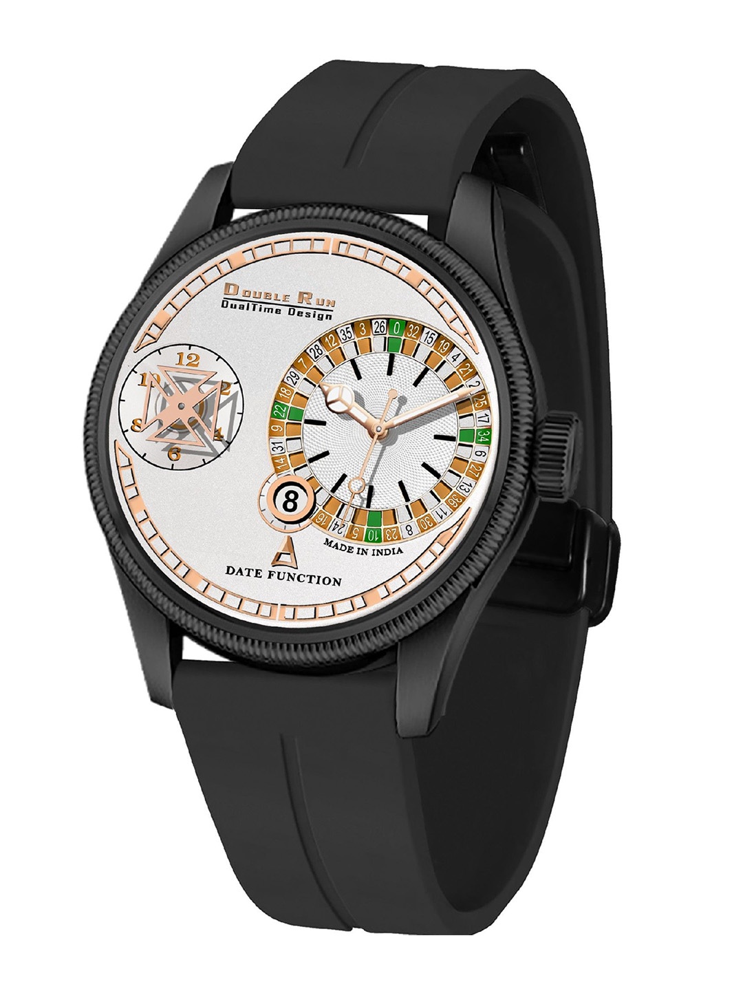 

DOUBLERUN Unisex Dial & Straps Analogue Chronograph Watch 19057, Black