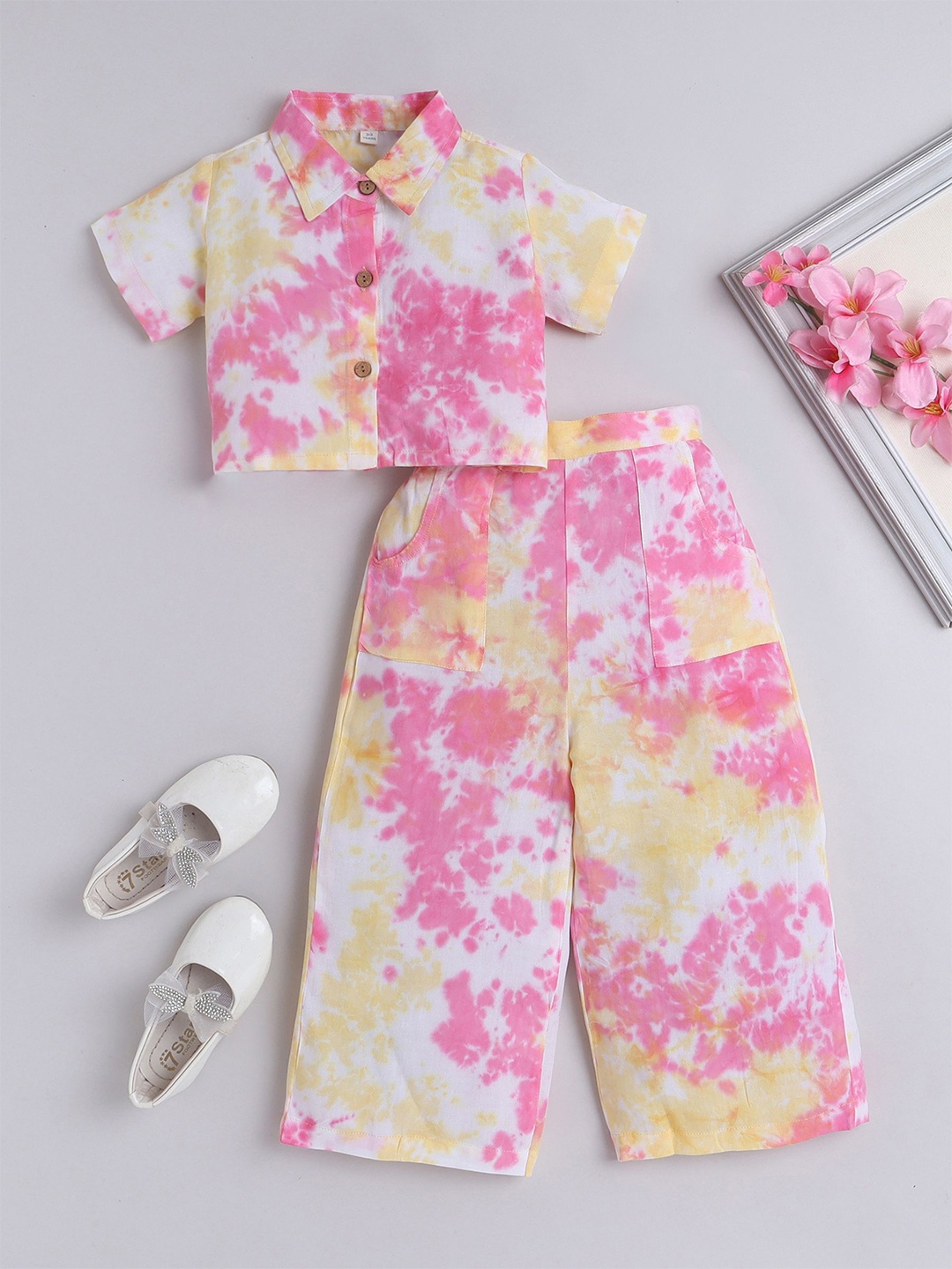 

The Magic Wand Girls Dyed Shirt with Trousers, Pink