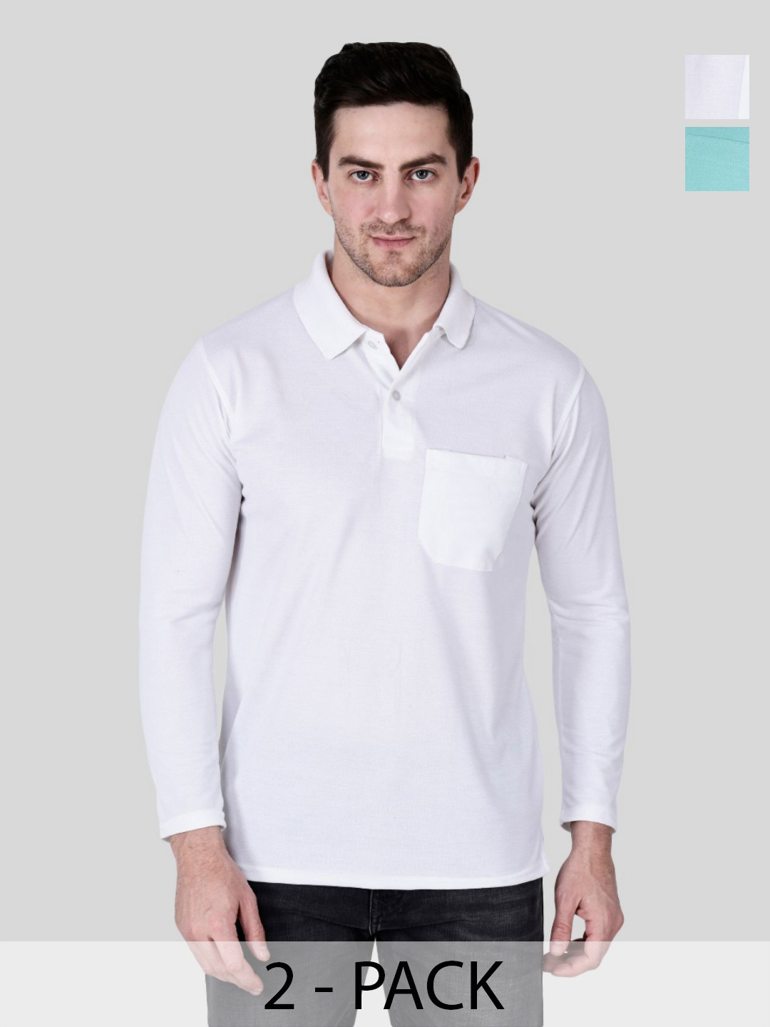 

SAIKSA FASHION Men 2 Polo Collar Applique T-shirt, Multi