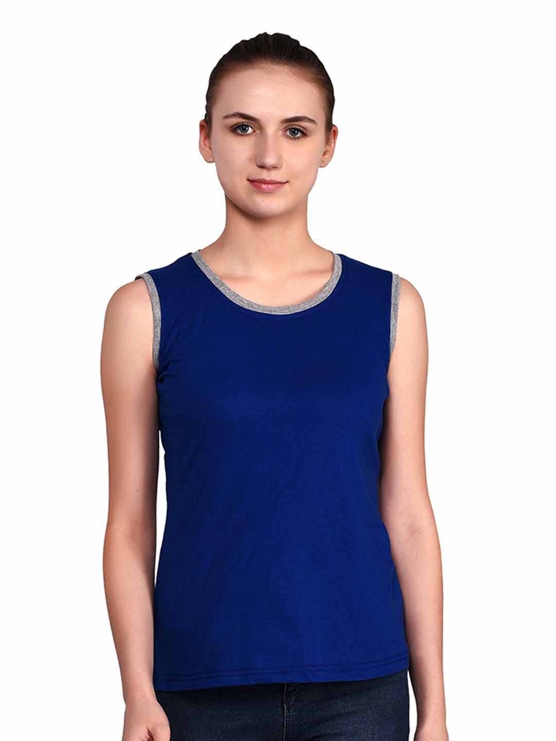 

BEYOU FASHION Women Raw Edge Slim Fit T-shirt, Blue