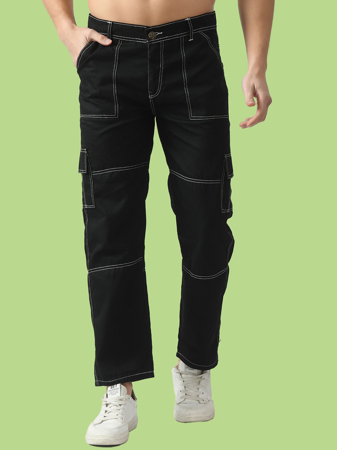 

COMFITS Men Classic Low Distress Stretchable Jeans, Black