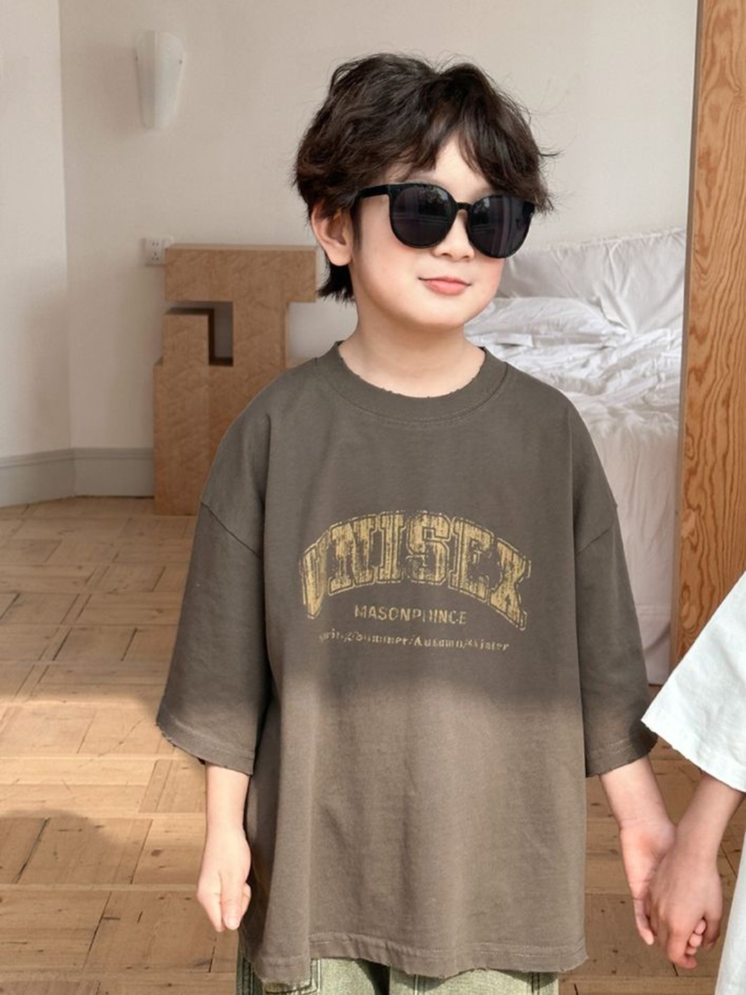 

LULU & SKY Kids Typography Printed Extended Sleeves Organic Cotton T-shirt, Green