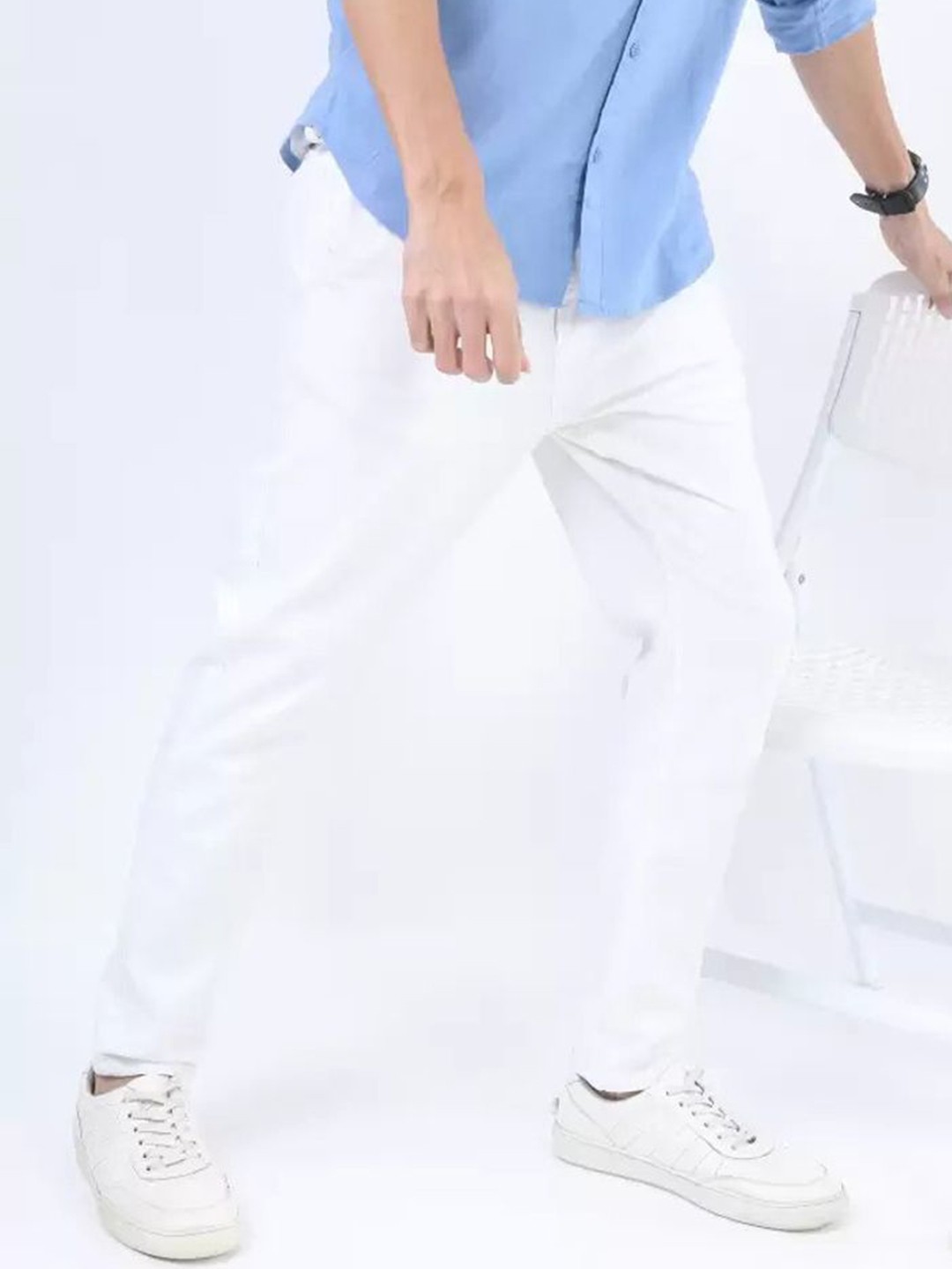 

COMFITS Men Classic Slash Knee Stretchable Jeans, White