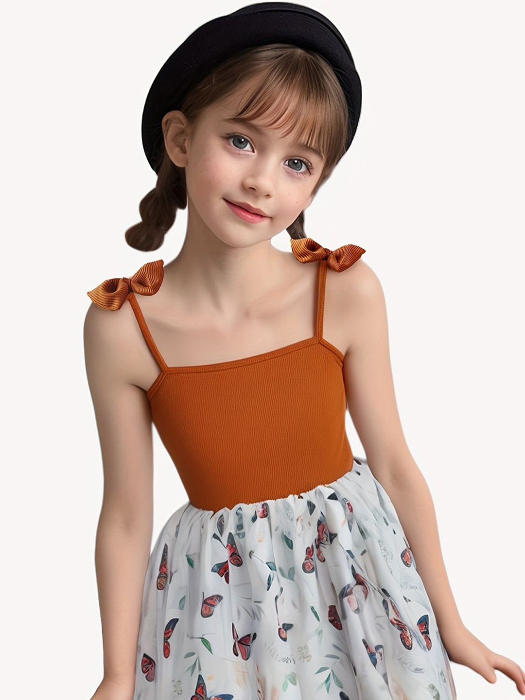 

YK Floral Print Fit & Flare Dress, Orange